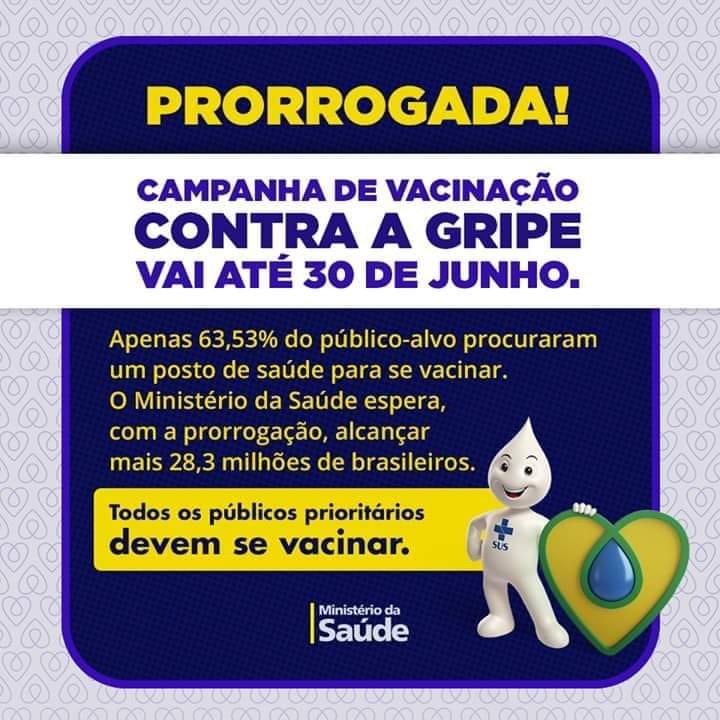 PRORROGADA: Campanha de Vacinação Contra a Gripe