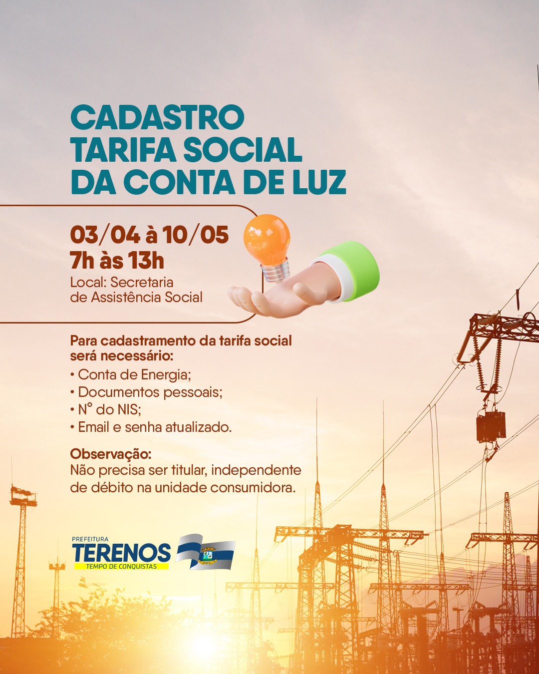 O cadastramento para garantir a tarifa social na sua conta de luz! 💡