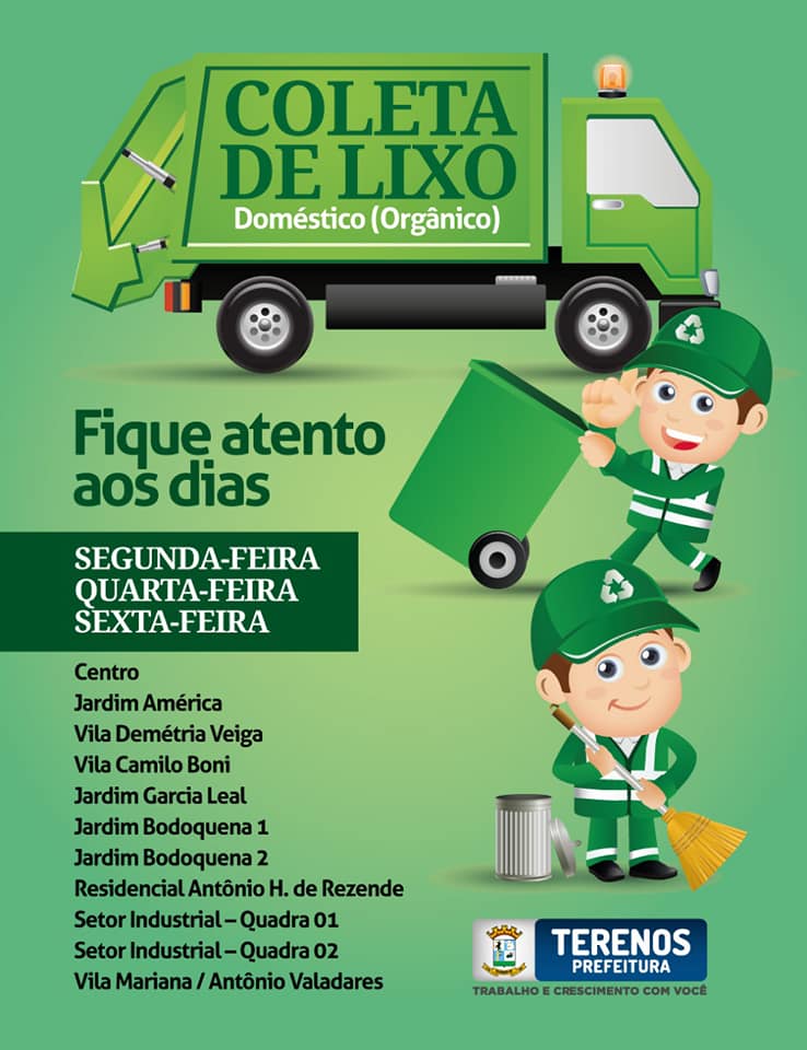 COMUNICADO: Cronograma da coleta de lixo doméstico