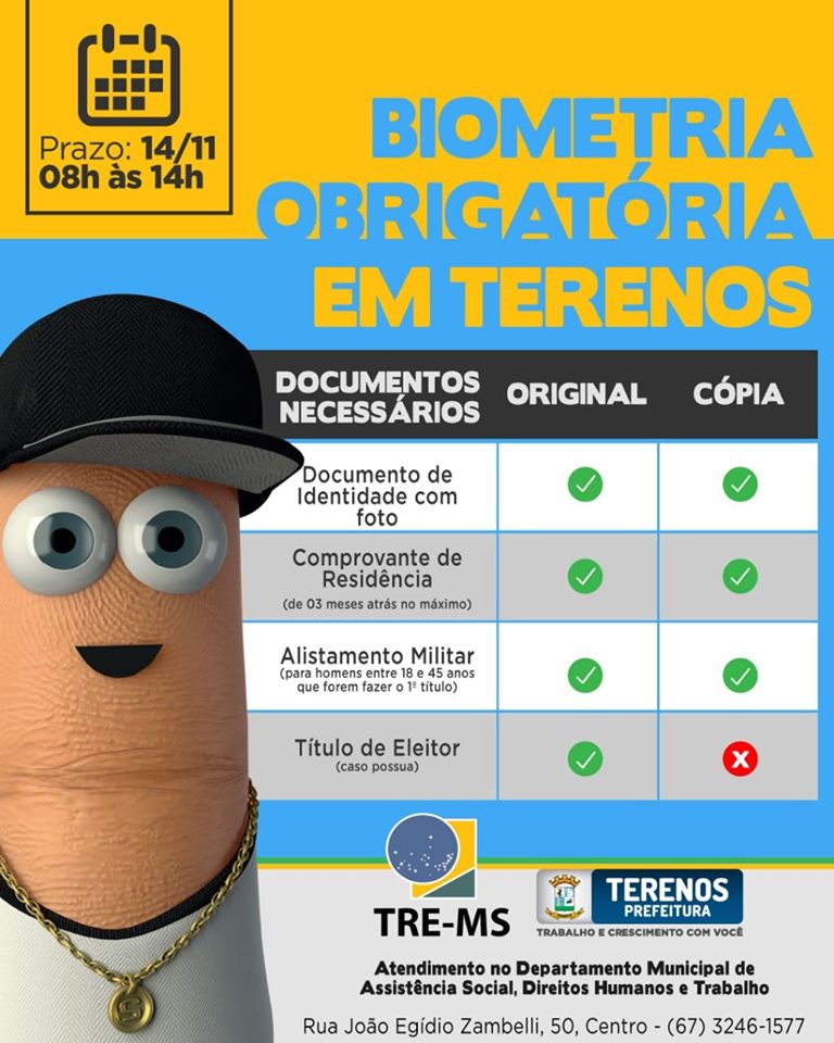 Biometria obrigatória em Terenos