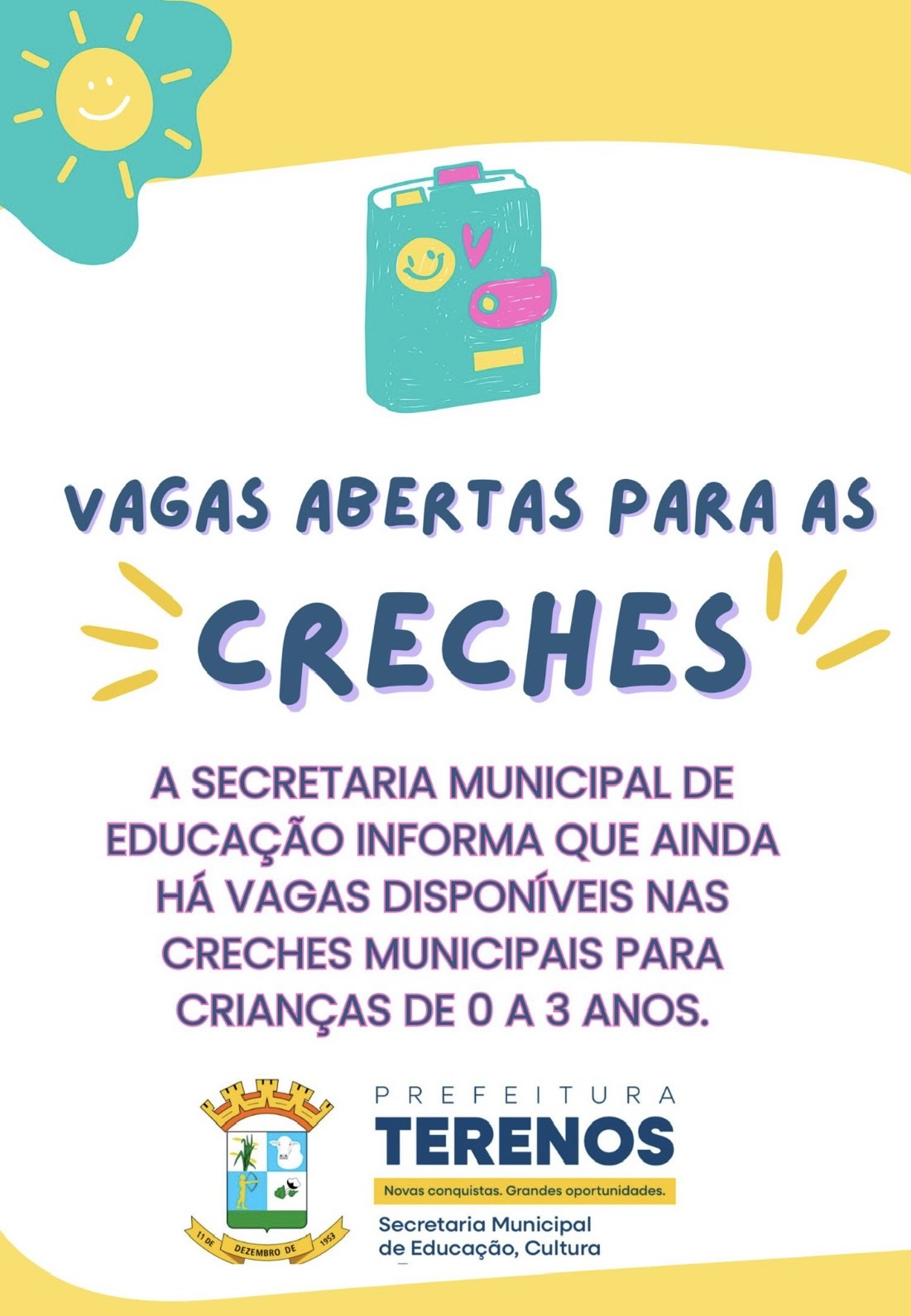 Vagas abertas para as creches