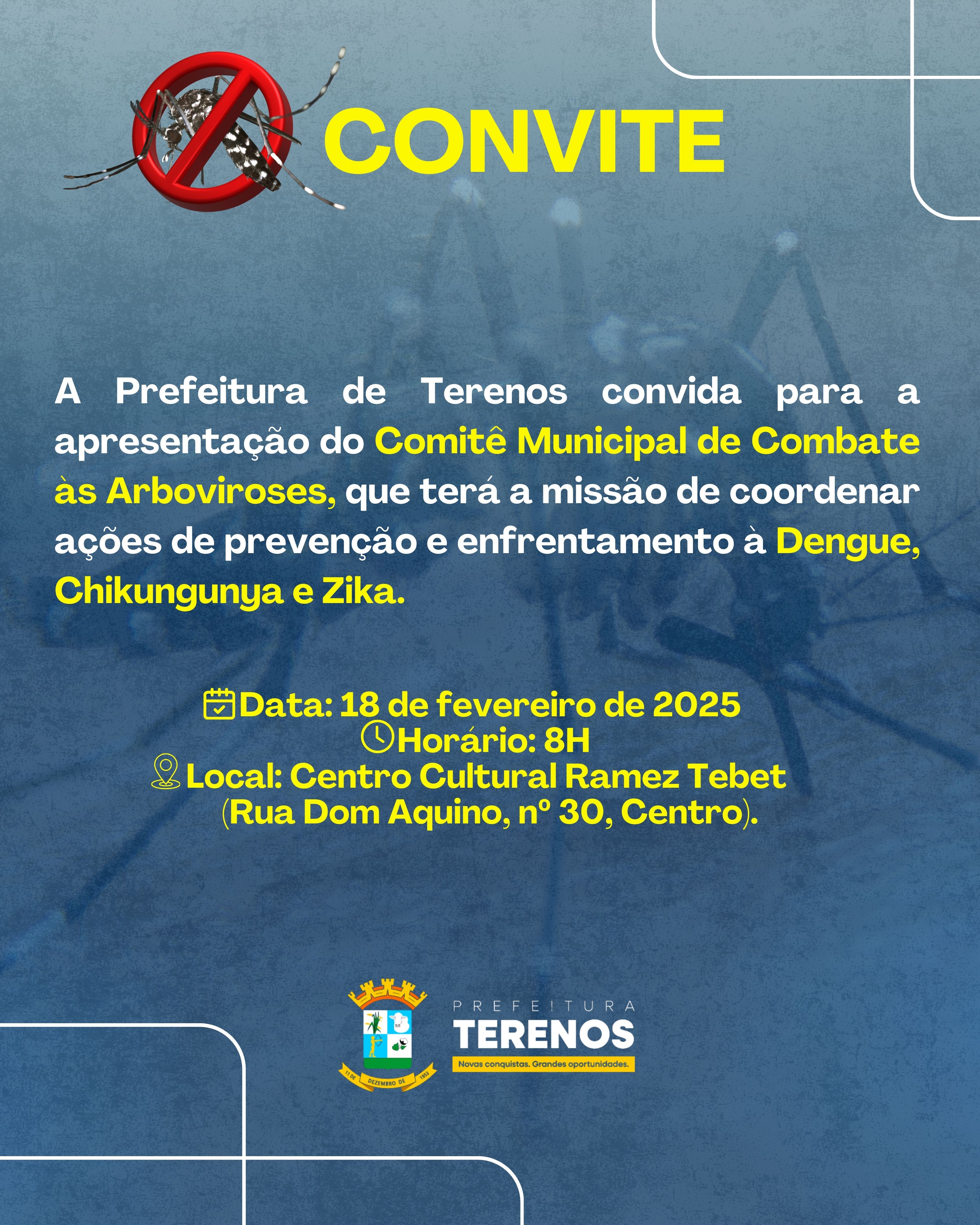 Convite para reunião de apresentação do Comitê Municipal de Combate às Arboviroses