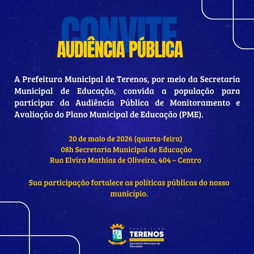 📢 AUDIÊNCIA PÚBLICA – Monitoramento e Avaliação do Plano Municipal de Educação (PME)